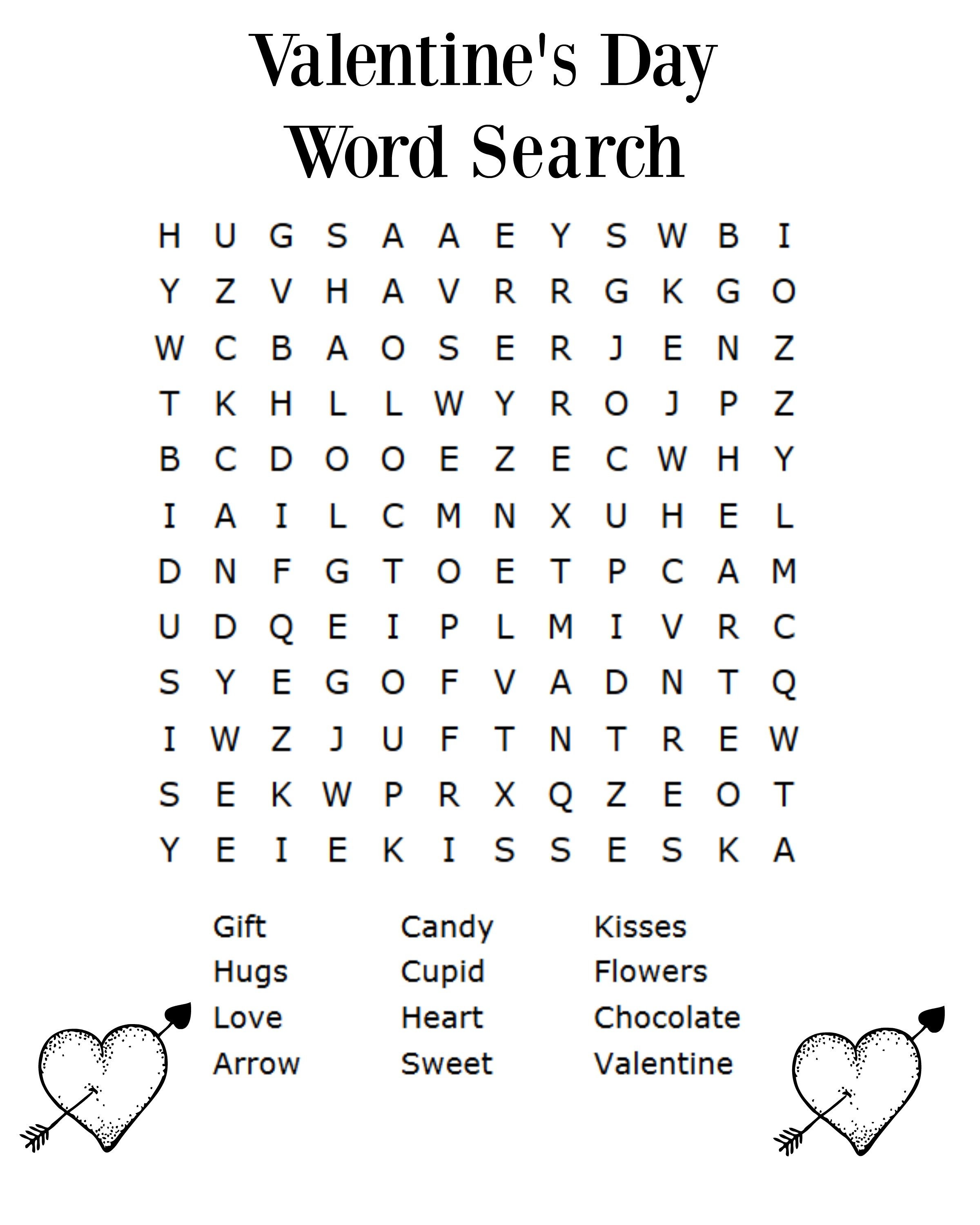 free valentine's day word search printable for kids